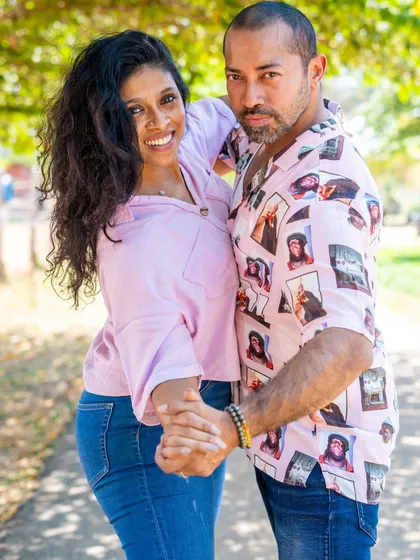 A sweet partner pose. These are the moments we create when we're not in the studio, just enjoying the day.