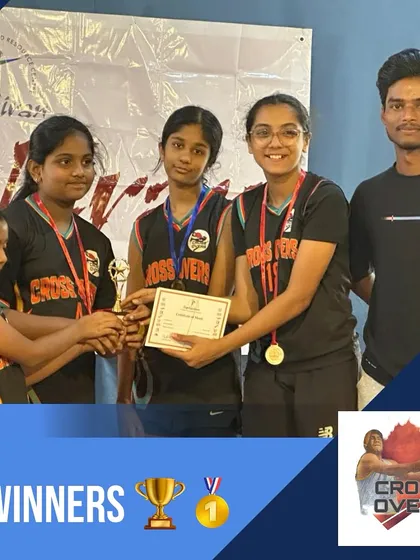 Our girls' team celebrating a well-deserved win. This trophy is a symbol of their hard work, dedication, and excellent sportsmanship on the court.