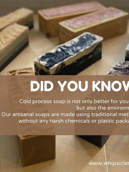 Did you know? Cold process soap is better for your skin and the environment. Our artisanal soaps are made using traditional methods without harsh chemicals or plastic packaging.