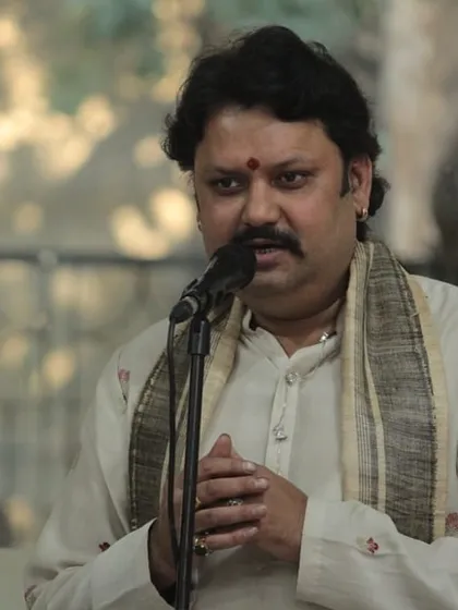 A moment of concentration during a live performance. For me, every concert is an act of devotion, a space where I can share the spiritual essence of Hindustani classical music with listeners.