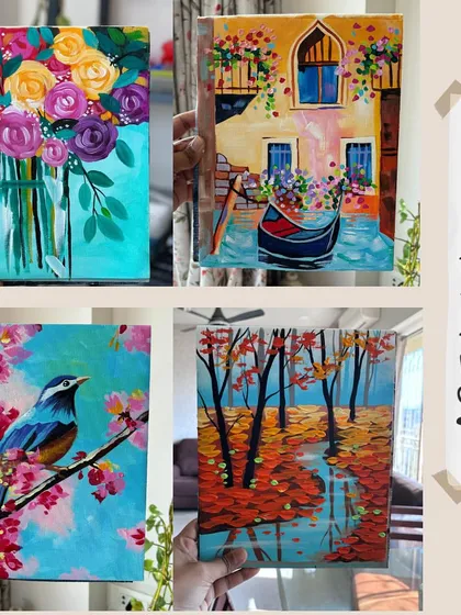 A collection of beautiful artworks created by students in my online acrylic painting course. I'm always so impressed by their talent and creativity.