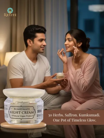 Unlock the secret to timeless skin every night with my Kumkumadi Night Cream. Infused with 30 herbs, saffron, and Kumkumadi oil, this unisex formula provides deep hydration and youthful radiance without any grease.