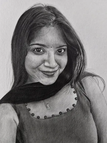 A paid commission of a woman with a gentle smile. I work to make each portrait a special piece of art.