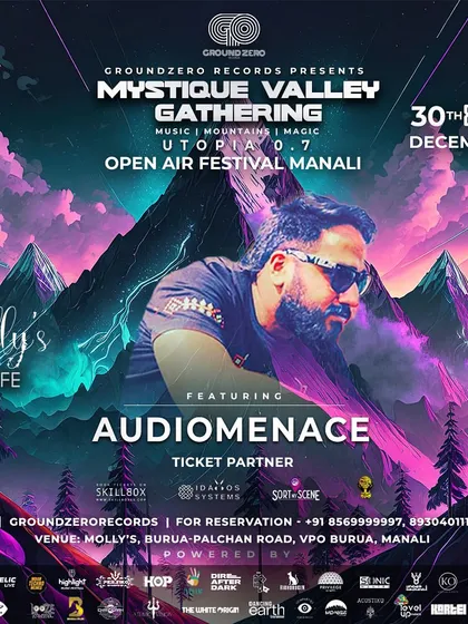 My personal 'Audiomenace' flyer for the Mystique Valley Gathering, where I delivered a techno set as part of the 2-day musical extravaganza.