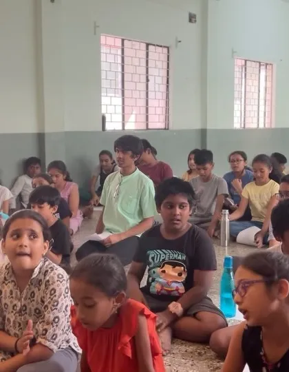 Look at these curious faces. This is the best part of teaching at the Kalabhiruchi Shibira. Seeing children completely absorbed in the music and activities makes everything worthwhile.