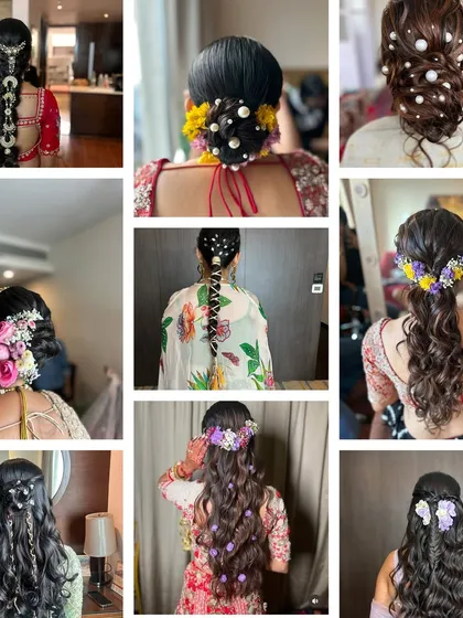 This collage is a preview of what you can achieve in my one-month hairstyling course. I teach a wide variety of styles, from intricate bridal braids and elegant buns to romantic open hairstyles, ensuring you graduate as a versatile artist.