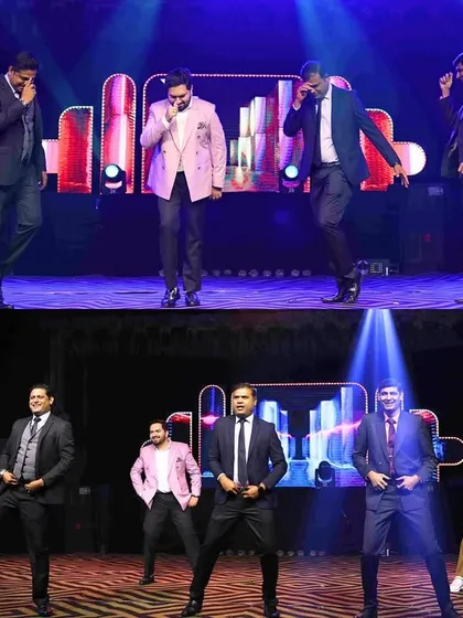 Friends and brothers of the groom taking over the stage with a power-packed performance. These are the moments that make a Sangeet night special.