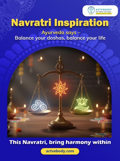 Navratri Inspiration: Balance Your Doshas, Balance Your Life. Navratri is a time for inner harmony. Ayurveda teaches that by balancing our doshas (Vata, Pitta, and Kapha), we can bring balance to our entire life. This festival, I encourage you to bring harmony within through mindful, sattvic practices.
