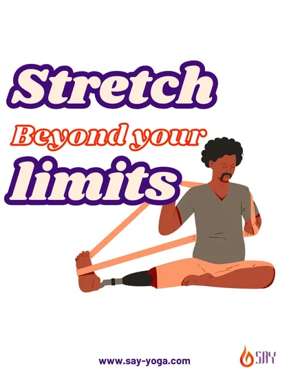 Growth happens when you stretch beyond your comfort zone. This image, showing a practitioner using a strap for a deep stretch, is a reminder that with patience and practice, you can achieve what once seemed impossible.