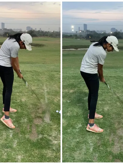 Another example of impact refinement. Notice the improved shaft lean and body rotation in the "after" photo.