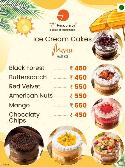 Summer cravings? Sorted. Our Ice Cream Cakes are here to chill and thrill. Choose your favourite flavour from our special menu, including Black Forest, Red Velvet, Mango, and more.