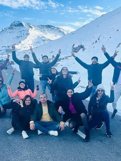 From the serene rivers to the snowy peaks of the Himalayas, we explore it all. This moment of shared joy in Manali captures the spirit of adventure and the strong bonds we build.