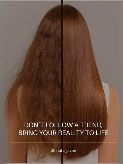 Don't just follow a trend, bring your reality to life. This before and after shows the difference between frizzy, unmanageable hair and a smooth style that works for the individual.
