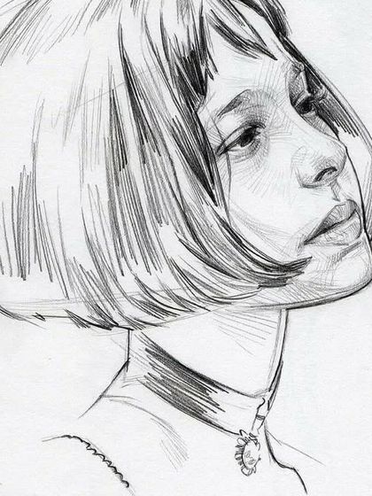 A delicate portrait sketch focusing on hair and facial structure. Our instructors provide step-by-step guidance on techniques for drawing different hair textures and capturing a subject's unique look.