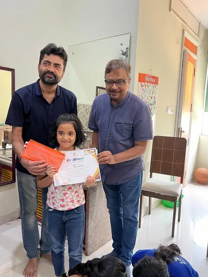 A proud moment for one of our youngest students. She was fantastic in the workshop and totally earned her certificate and gift.