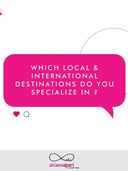"Which local and international destinations do you specialize in?" My expertise spans from popular Indian destinations like Goa and Rajasthan to international hotspots in the Middle East, Turkey, and beyond.