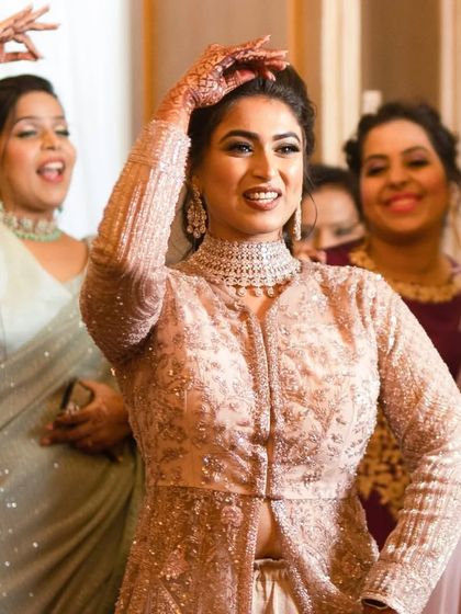 Happiness is the best accessory. My engagement bride enjoying her party, with her makeup looking fresh and radiant throughout the event.