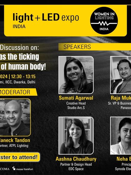 This graphic introduces the expert panel for our discussion on "Light as the ticking clock of human body." We bring together creative heads, business unit leaders, and design partners to discuss the impact of circadian rhythms on health and well-being.