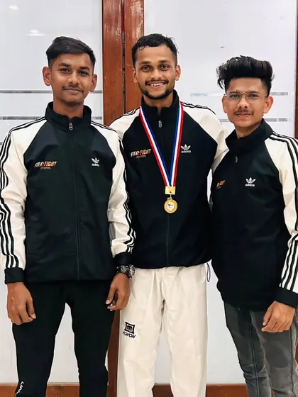 Our coaches celebrating a successful tournament. Suraj Dhadve and Hamdan Ansari both won gold medals at the Bandra Festival 2024 Championship.