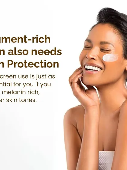 It is a myth that pigment-rich skin doesn't need sun protection. Sunscreen use is just as essential for you if you have melanin-rich, darker skin tones to prevent damage and hyperpigmentation.