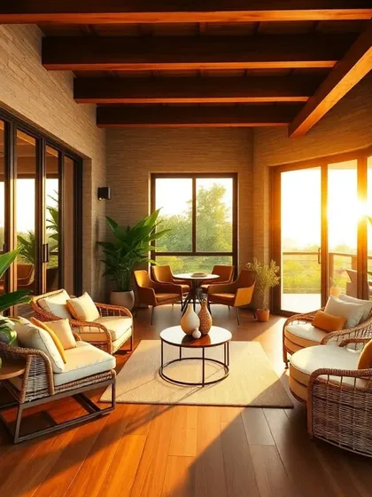 A sun-drenched enclosed balcony, or a mini-glasshouse. We used large windows and exposed ceiling beams to create a warm, inviting space that feels both indoors and outdoors at the same time.