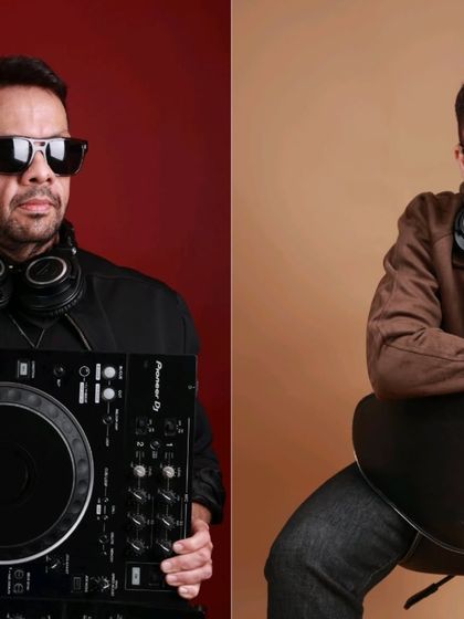 A collage showing two sides of my persona: the focused artist and the happy performer. I bring both professionalism and fun to every event.