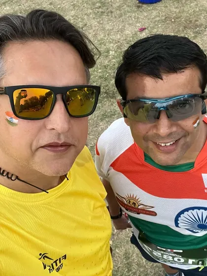 Two members at the Soldierathon. The patriotic spirit was high at this event.