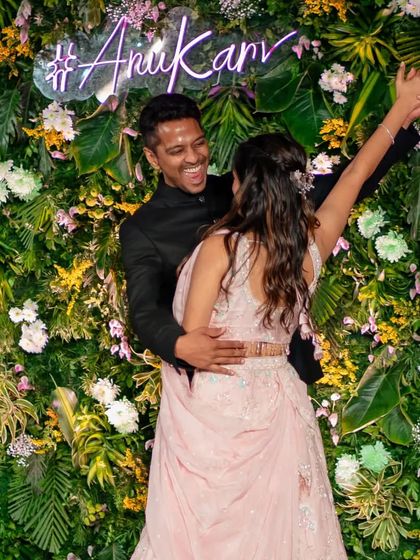 Pure happiness! This photo captures the joy and excitement of the couple's performance.