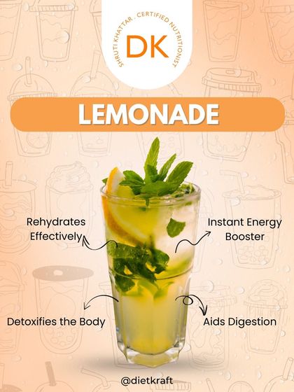 Lemonade is another fantastic summer drink. It rehydrates effectively, detoxifies the body, and gives you an instant energy boost.