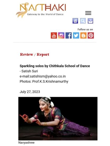 Navyashree K N - Bharatanatyam Performance In the Press: Reviews & Announcements photo 18