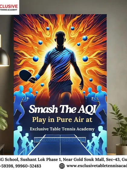 In a city like Gurgaon, air quality is a real concern. This graphic highlights a key benefit of our tournaments: they are held in our indoor, air-conditioned hall, so you can focus on your game in a clean and comfortable environment.