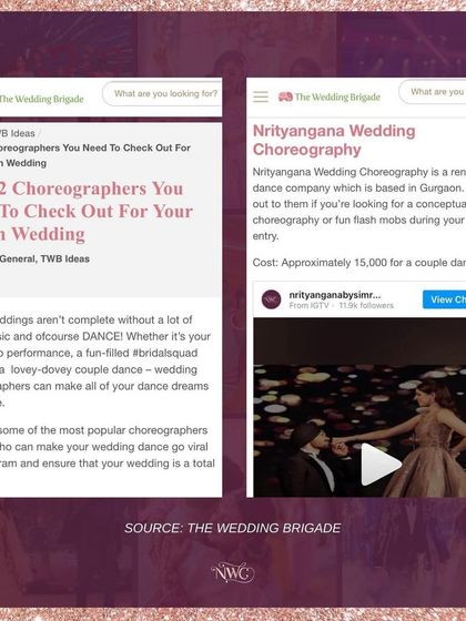 A feature on The Wedding Brigade's list of top choreographers to check out for your Indian wedding. So grateful for the recognition!