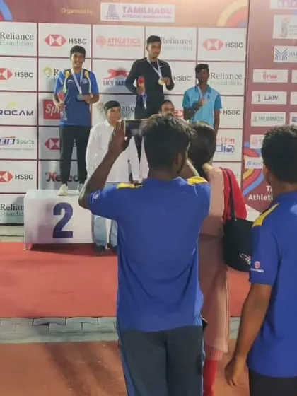 The podium moment for my athlete Jason Castelino at the 38th Junior National Athletics Championship in Coimbatore. He secured a Silver medal in the 100m run for boys U/18.
