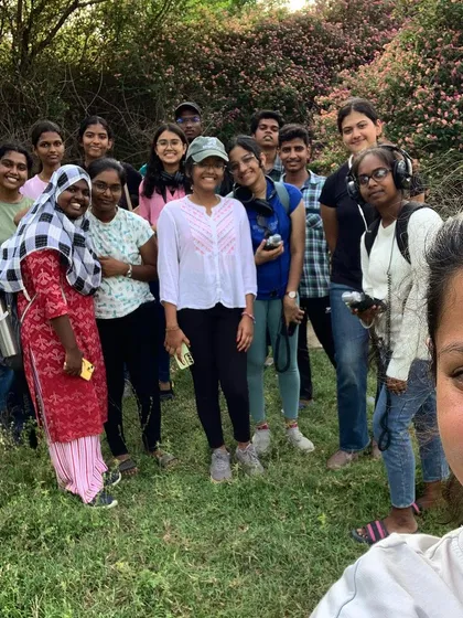A photo with my sharp and sensitive students at Azim Premji University, where I teach location sound recording. I love blending my passions for sound, film, and Taoist philosophy.