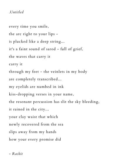 'Untitled'. A poem about a smile that plucks a deep string of grief and the way a promise can slip away.