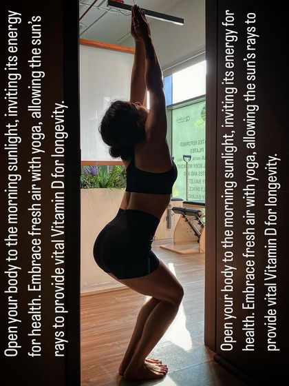 Open your body to the morning sunlight and embrace the fresh air with yoga. Allowing the sun's rays to provide vital Vitamin D is a beautiful way to invite energy and longevity into your life.