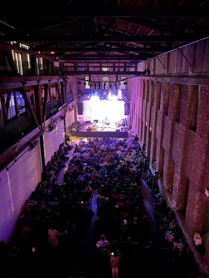 The view from the top at the Ragas Live 24-hour festival at Pioneer Works, Brooklyn. The venue was incredible, and the audience was amazing.