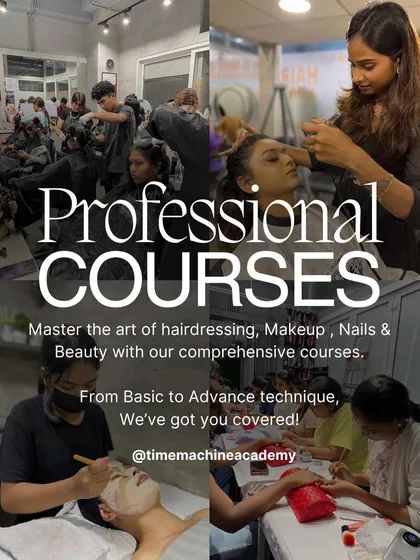 An overview of the professional courses we offer in hairdressing, makeup, nails, and beauty, from basic to advanced techniques.