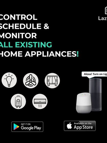 We offer a complete ecosystem of control. Our app, available on Google Play and the App Store, works with voice assistants to manage all your existing home appliances.