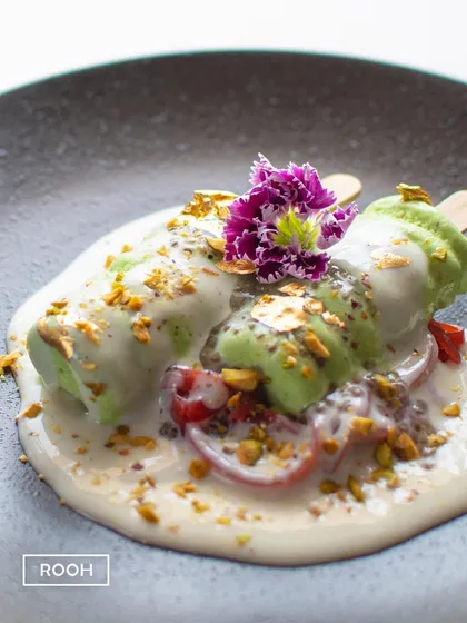 My modern take on a classic Indian dessert: Chia and Kiwi Kulfi Falooda. The strawberry jelly noodles and creamy kulfi offer a refreshing treat for the summer.