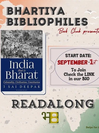 An announcement for a read-along of 'India that is Bharat'. I encourage such community efforts to engage with the material deeply, as the subject requires careful study and reflection.