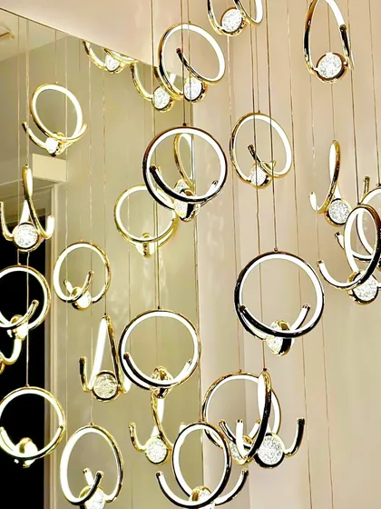 This chandelier is one of my favorite pieces. It adds a touch of glam to your sweat session.