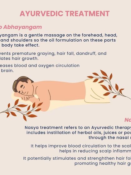 Ayurvedic treatments like Shiro Abhyangam (head massage) and Nasya (nasal therapy) are excellent for hair health. They increase blood circulation to the scalp, prevent premature graying, and stimulate healthy hair growth.