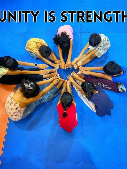 We believe unity is strength. Our group sessions start with warm-ups and stretches like this, fostering teamwork and flexibility while making sure everyone feels like part of the crew.
