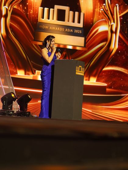 Another shot from the podium at the WOW Awards. The stunning backdrop and lighting added to the glamour of the night.
