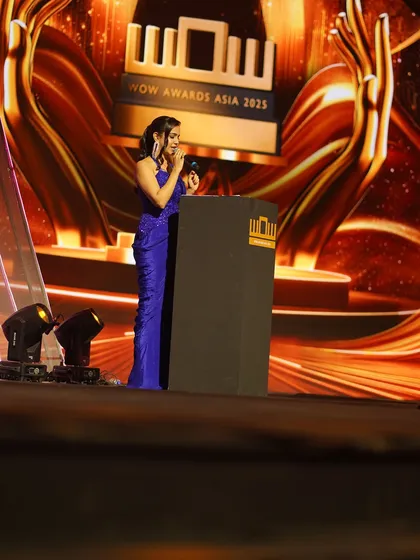 Another shot from the podium at the WOW Awards. The stunning backdrop and lighting added to the glamour of the night.