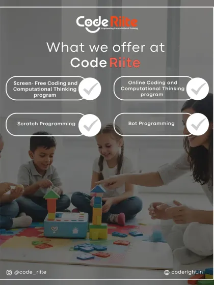 We have a learning path for every young innovator. This graphic outlines our core offerings, from our foundational Screen-Free Coding program to hands-on Bot Programming and creative Scratch classes.