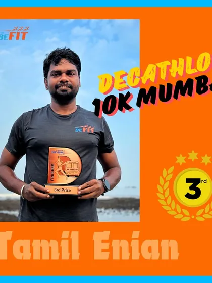 Congratulations to Tamil Enian for winning third prize at the Decathlon 5k run with a swift time of 26 minutes.
