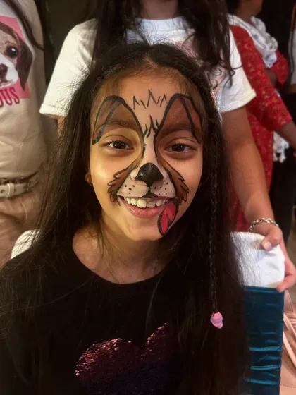 This puppy dog face paint is one of my all-time favourites to do. The little tongue sticking out is just the cutest detail.