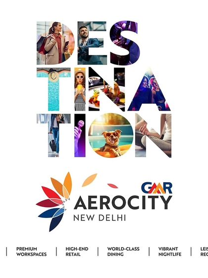 Another version of our "Destination" brand graphic, reinforcing our identity as a multi-faceted hub for luxury, work, retail, dining, and leisure.